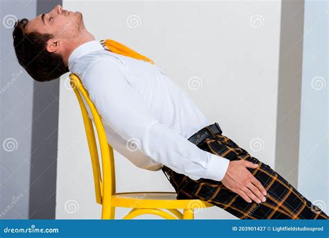 Man With Closed Eyes Lying On Stock Image Image Of Posing Modeling