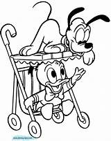 Coloring Disney Pages Babies Disneyclips Pluto Baby Stroller Donald Printable Mickey Minnie Funstuff sketch template