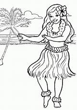 Coloring Pages Hawaii Hawaiian Girl Comments sketch template