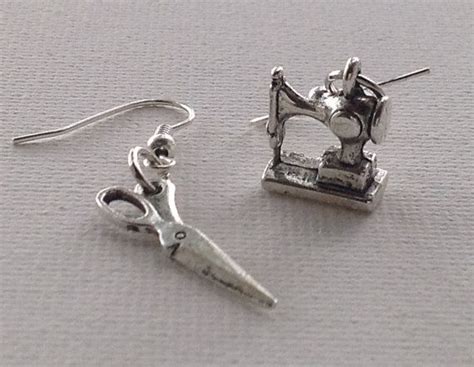 unusual odd sewing machine  scissor earrings etsy etsy earrings