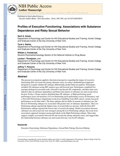 pdf profiles of executive functioning associations with substance
