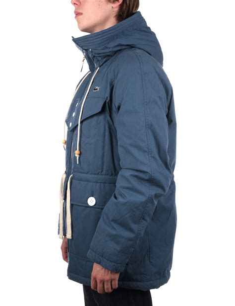 lacoste  hooded lined parka ouessant blue jackets  iconsume uk