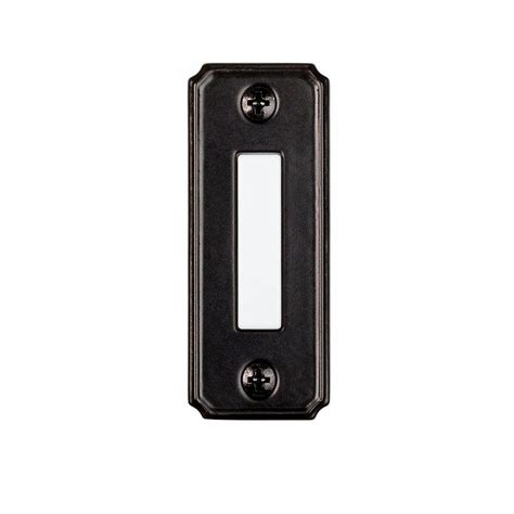 hampton bay wired lighted door bell push button black hb    home depot