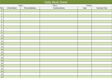 excel  daily work sheetxlsx wps  templates