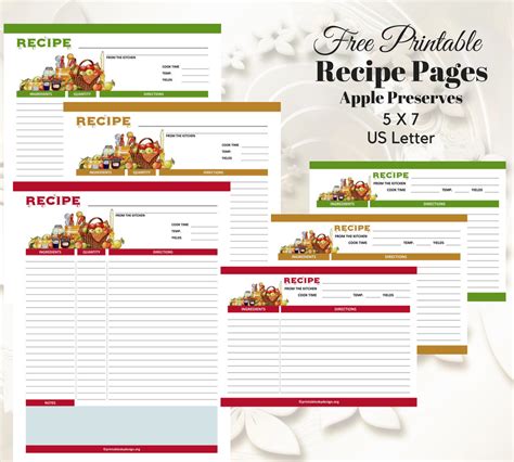 recipe pages printable recipe page food printables printable recipe