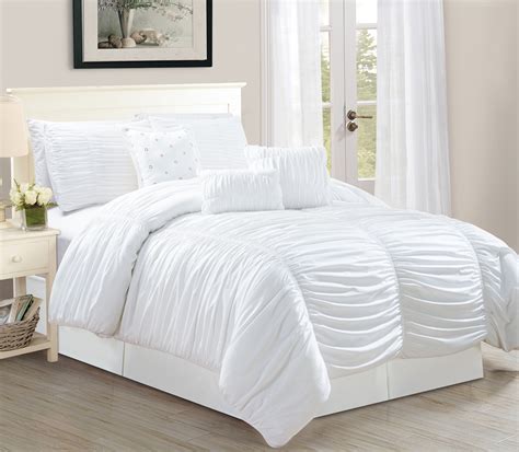 wpm  piece royal white ruched comforter set elegant bed   bag