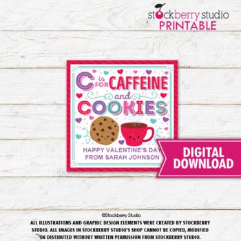 valentine coffee gift tags    caffeine  cookies label
