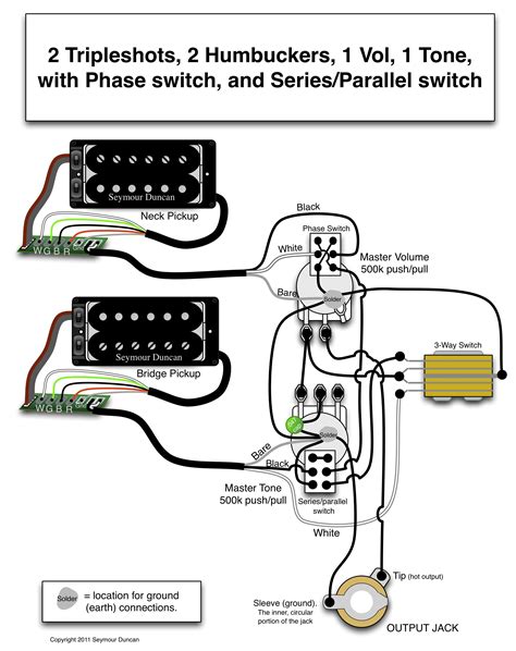 seymour duncan wiring diagram  triple shots  humbuckers  vol  phase switch  tone