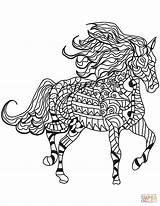 Coloring Zentangle Horse Pages Printable sketch template