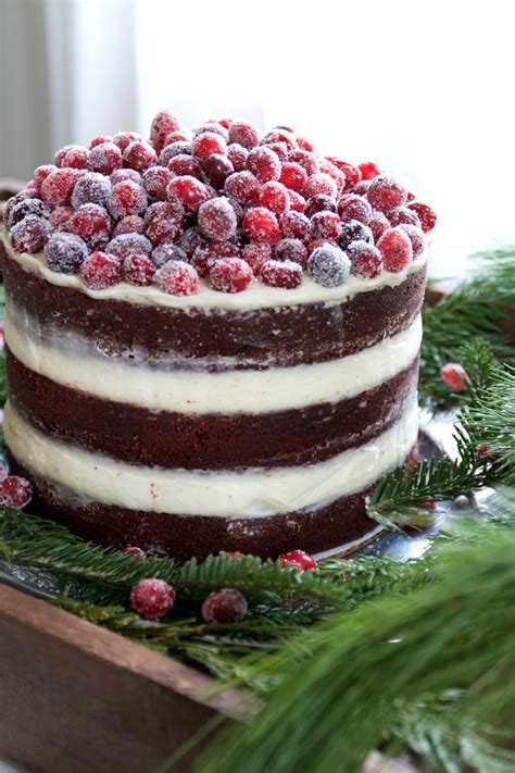 naked red velvet layer cake with cream cheese frosting and