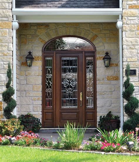 elegant glass entry doors  matching sidelights  transom