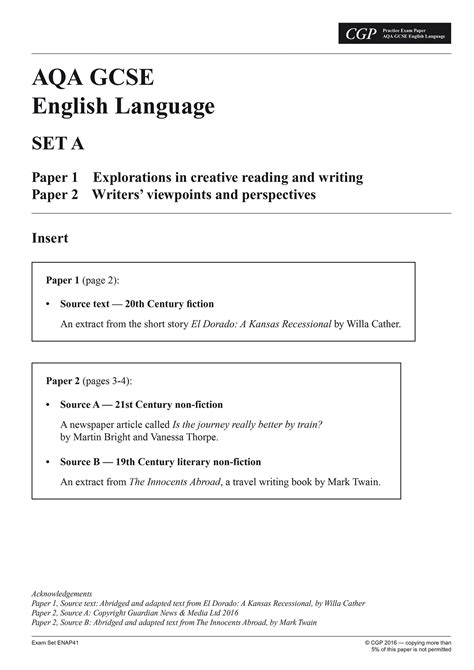 aqa gcse english language paper   papers