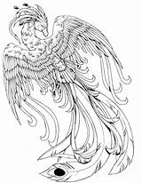 Coloring Pages Mythical Creatures Phoenix Fantasy Magical Face Deviantart Dragon Kissy Realistic Potter Harry Printable Fire Drawing Adult Animal Color sketch template