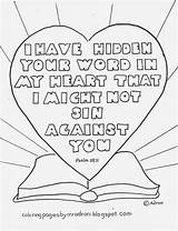 Coloring Psalm Word Pages Kids Heart 119 Bible Printable Hidden Verse Psalms Crafts School Sunday God Jesus Lord Verses Prayer sketch template