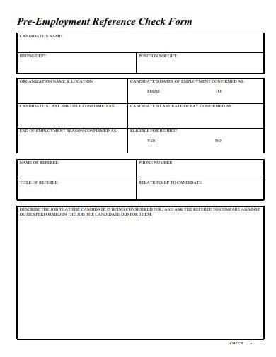 reference check form templates  google docs  ms word pages
