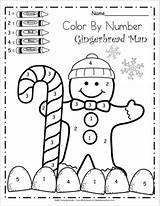 Color Number Kindergarten Worksheets Math Winter Gingerbread Preschool Activities Christmas Printable Madebyteachers Worksheet Printables Numbers Scuola Materna Di Theme Coloring sketch template