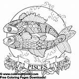 Coloring Pisces Sign Coloringbymiki sketch template