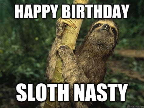 happy birthday sloth nasty birthday sloth quickmeme