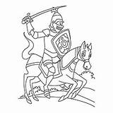 Knight Coloring Pages Horse Riding Dragon Kids Sheet Mike Fighting sketch template