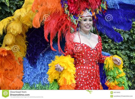 Drag Queen In Rainbow Dress Gay Pride Parade Editorial