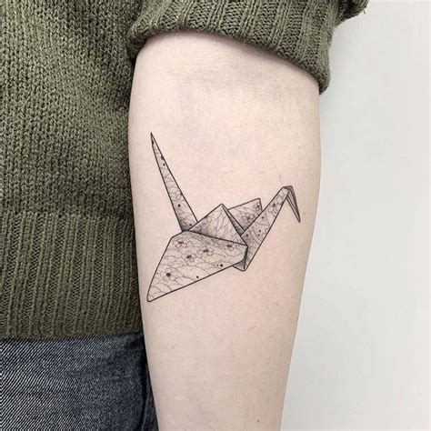 origami crane tattoo    forearm