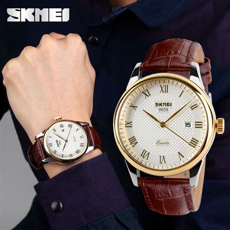 skmei fashion men  waterproof dress  british style business casual watches quartz date