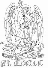 Coloring Michael St Pages Archangel Catholic Saint Colouring Scribd Saints Devil sketch template
