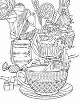Coloring Pages Adult Tea Coffee Party Adults Book Colouring Printable Food Ausmalen Zum Friends Print Flower Pinnwand Auswählen Von sketch template