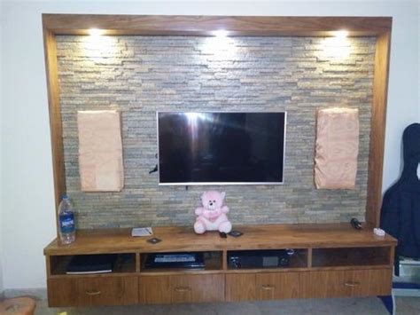 tv unit stone cladding domlur bengaluru   rajeshwari interior