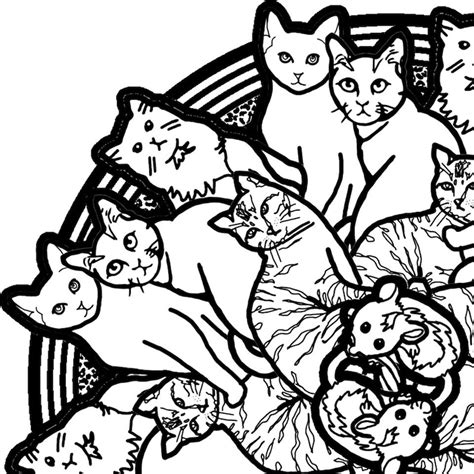 cat mandala coloring page printable  etsy