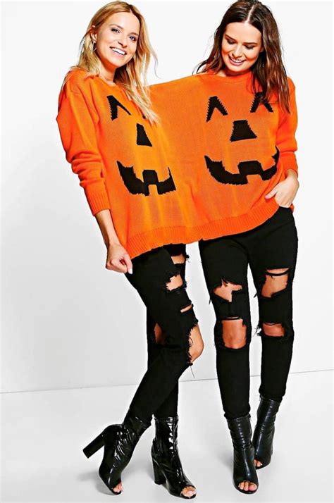 boohoo esther halloween pumpkin twin jumper halloween products for women popsugar love and sex