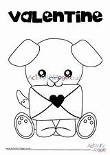 Colouring Puppy Valentine Valentines Pages Village Activity Explore sketch template