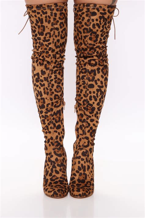 pretty in thigh high boots leopard fashion nova shoes fashion nova