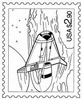 Coloring Pages Stamp Sheets Activity Space Stamps Postage Usps Flight Postal Commerative Template sketch template
