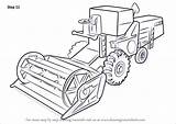 Combine Harvester Draw Drawing Step Tutorials Drawingtutorials101 Other sketch template