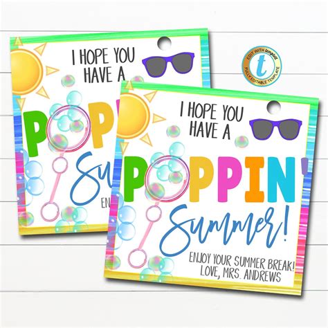 bubbles gift tag hope    poppin summer  day  school pto