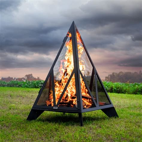 steel wood burning outdoor fireplace