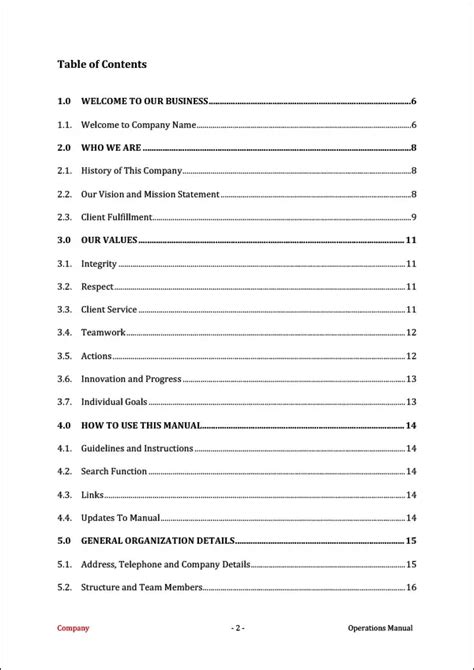 operations manual table  contents  essentials