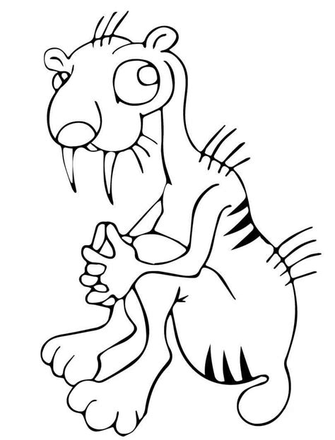 funny saber tooth tiger coloring page  printable coloring pages