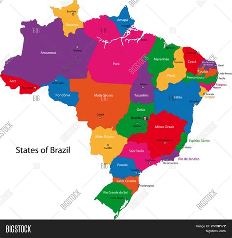 colorful brazil map vector and photo free trial bigstock