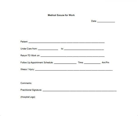 return  work doctors note template template business