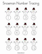 Tracing Snowman Number Coloring School Numbers Worksheets Twistynoodle Print Preschool Ll Choose Board sketch template