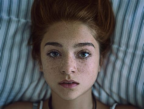 wallpaper face women redhead model closeup blue