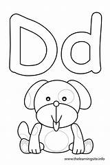 Letter Coloring Dog Alphabet Pages Outline Flash Cards Preschool Flashcard Printable Sheet Sheets Man Sound Color Dd Colouring Letters Lowercase sketch template
