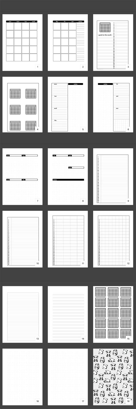 bullet journal printables black  white templates printables