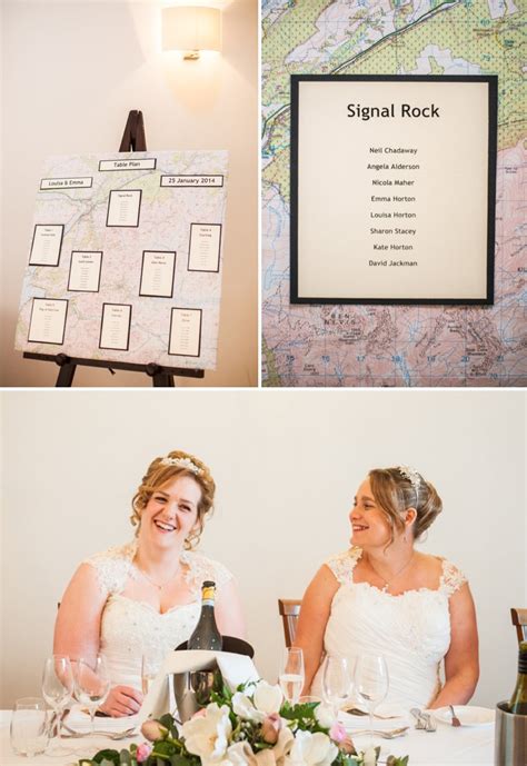 rustic same sex wedding at mythe barn with brides in traditional ivory gowns by mori lee and