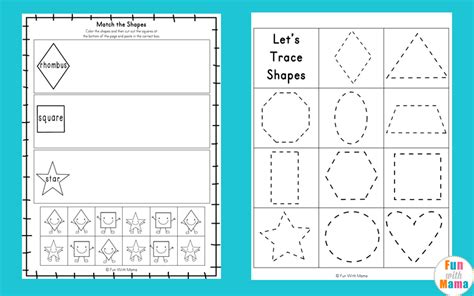 tracing shapes worksheets fun  mama