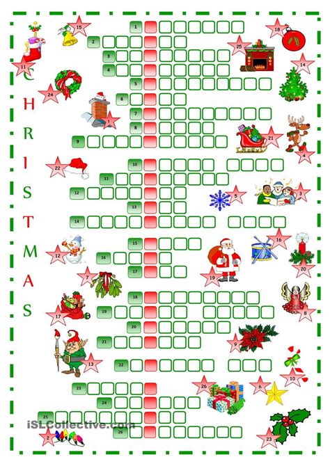christmas crossword worksheets  alphabetworksheetsfreecom