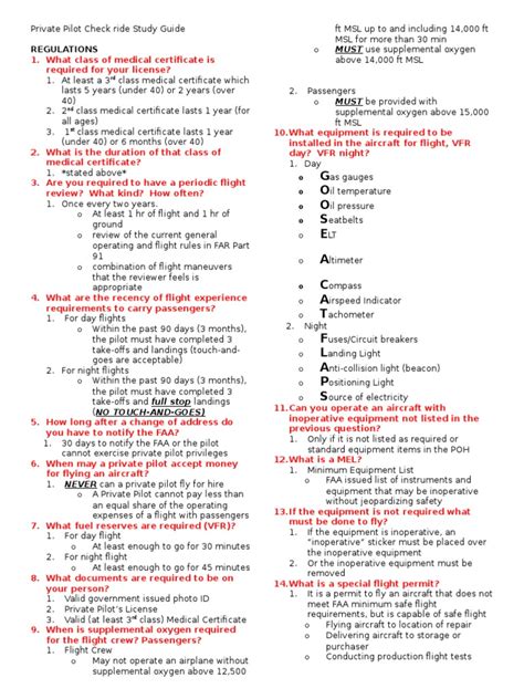 private pilot checkride study guide  visual flight rules instrument flight rules
