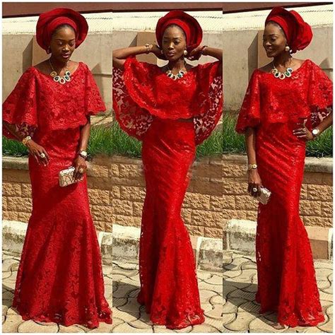 2017 fashion african dresses for evening cape sleeves red lace bridal